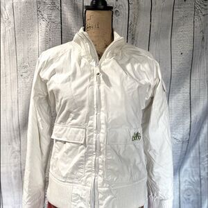 Billabong Collab with Live Fast Dark Feminine Collection White Bomber Jacket